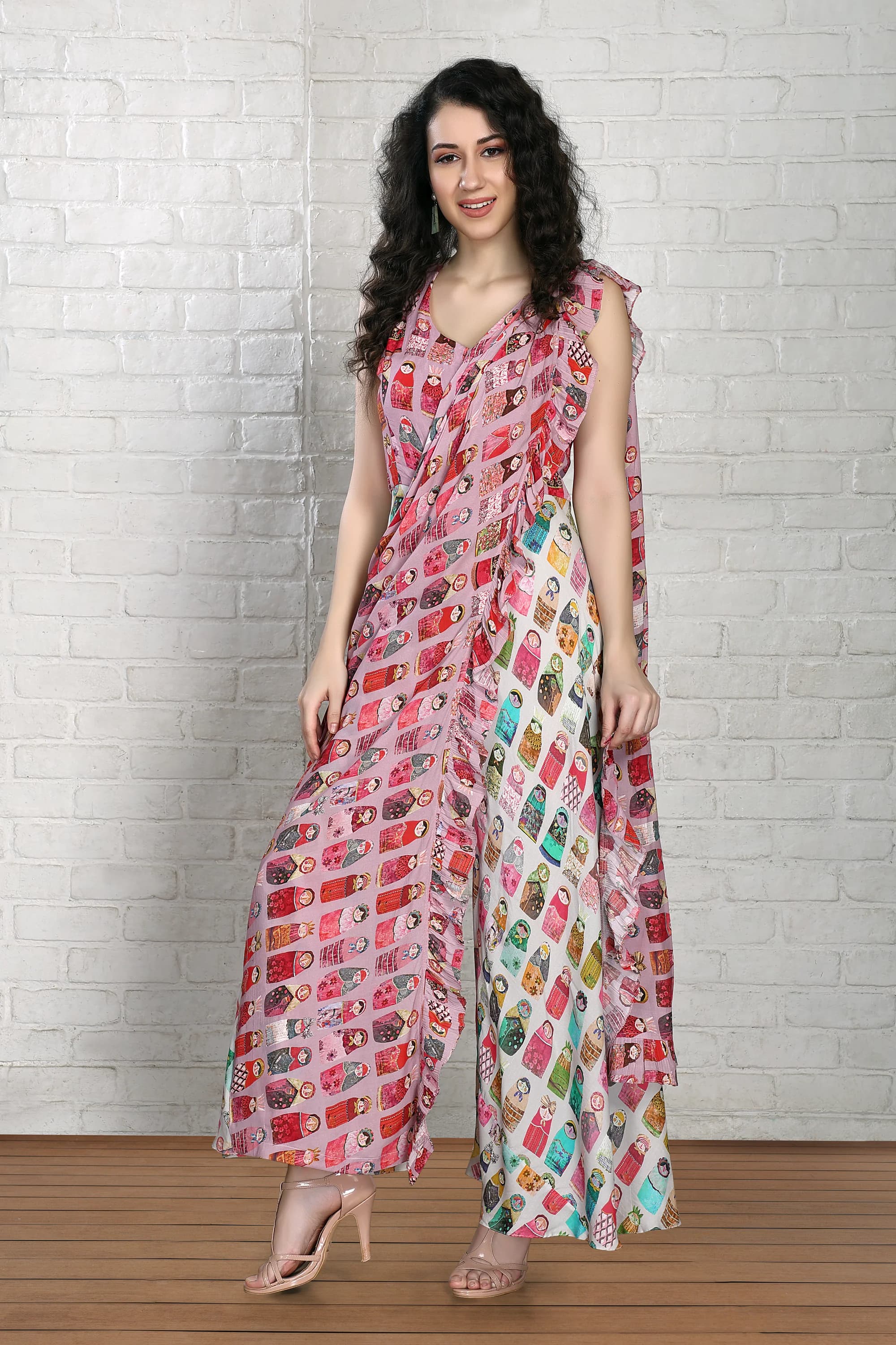 White and Pink doll print