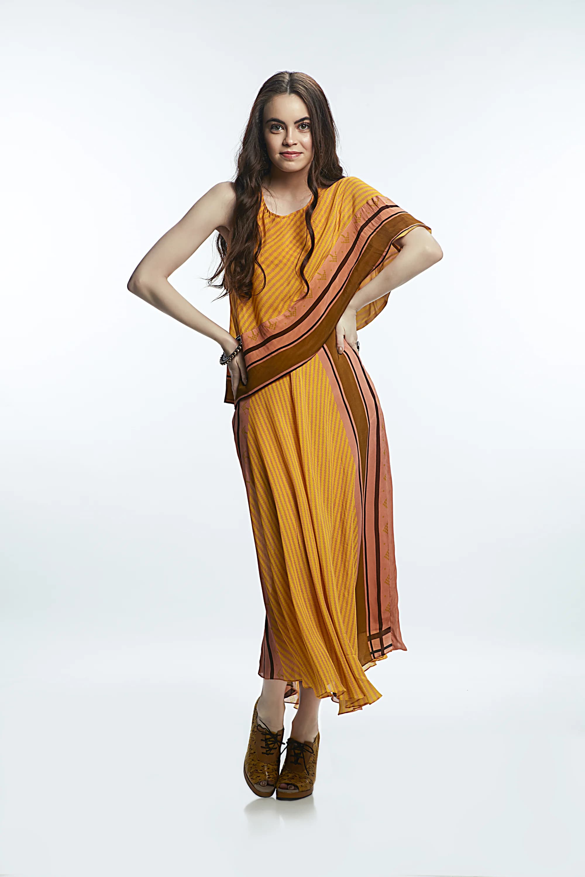 Diagonal Lines with border print - yellow/pink combo