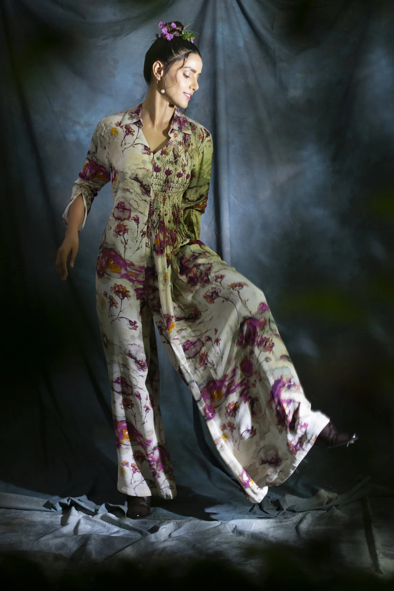 Ruby water colour floral print