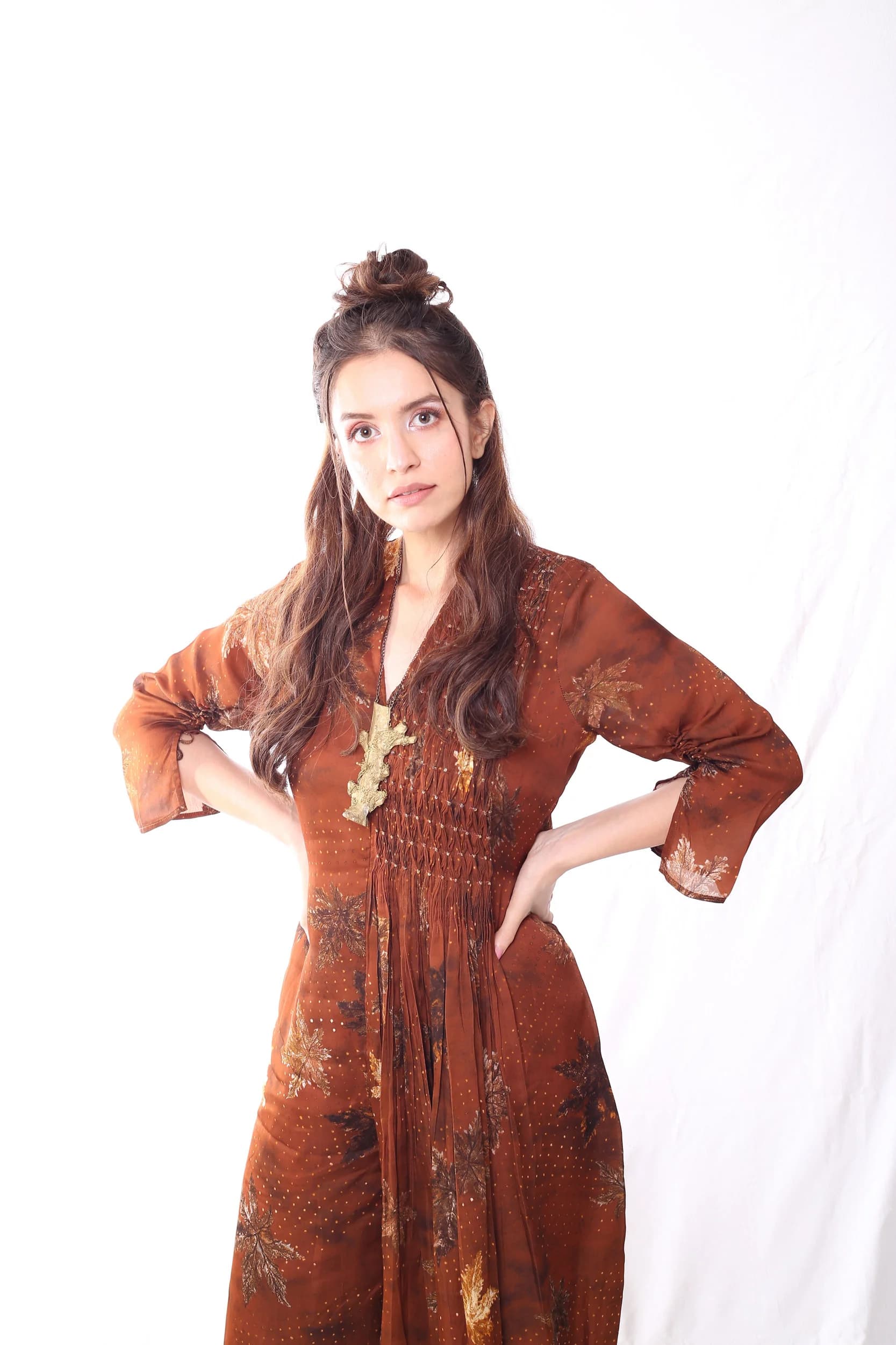 Brown Maple dot print