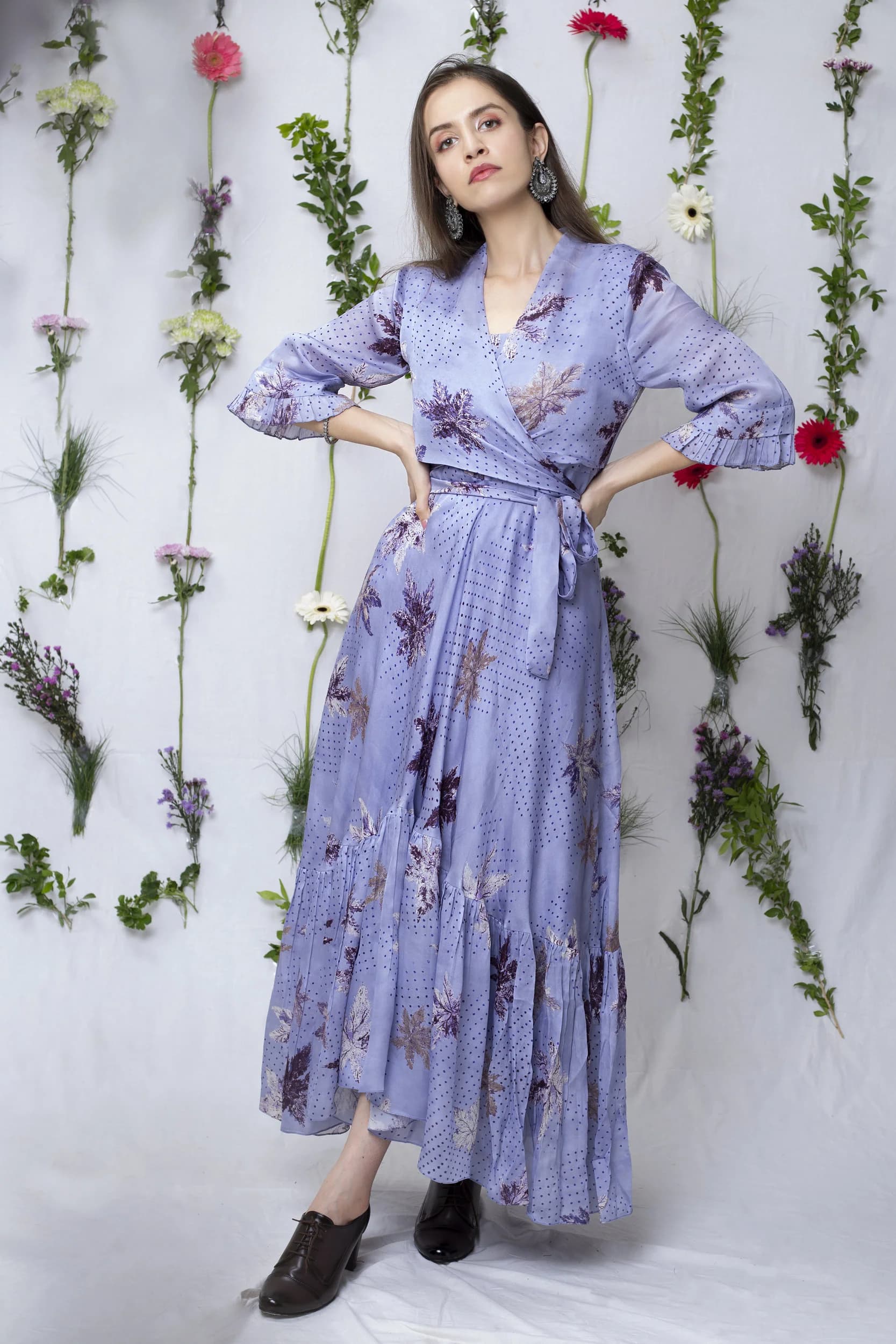 lilac maple dot print