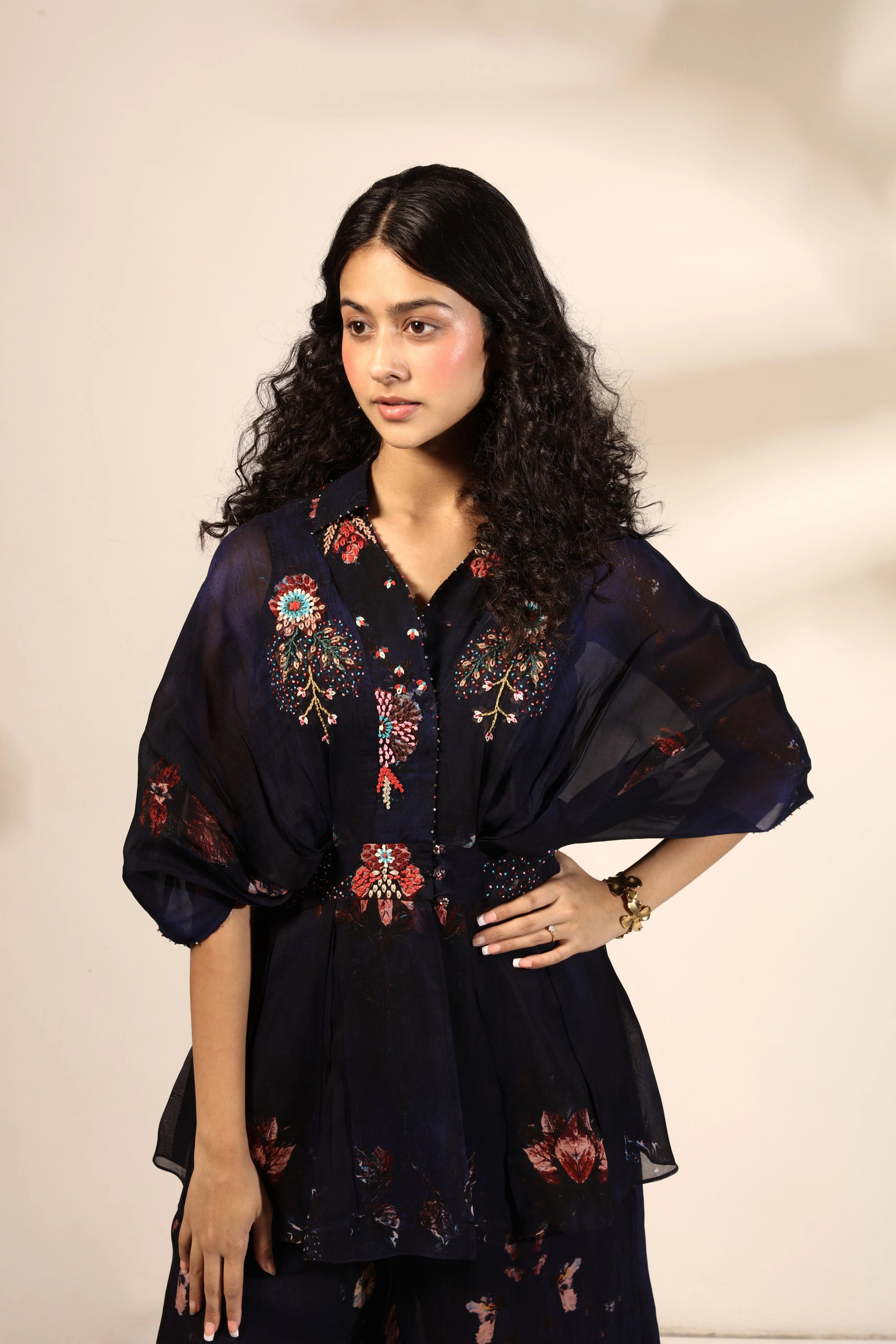 Navy Pressed Flower print