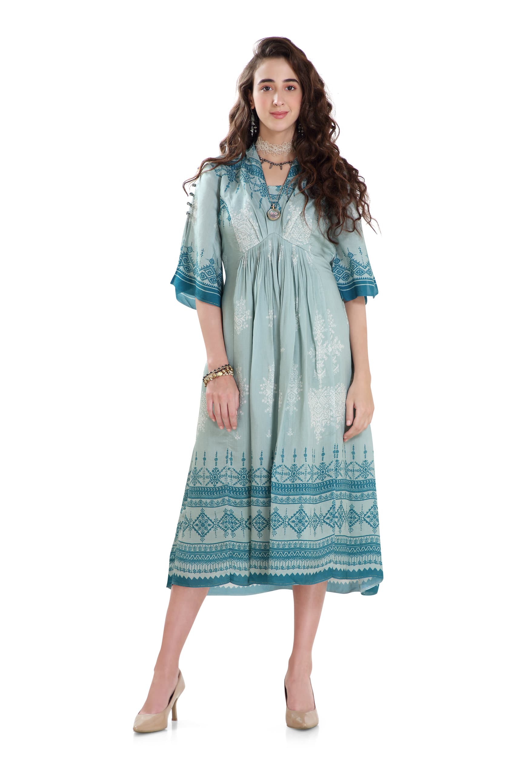 Blue white aztec print