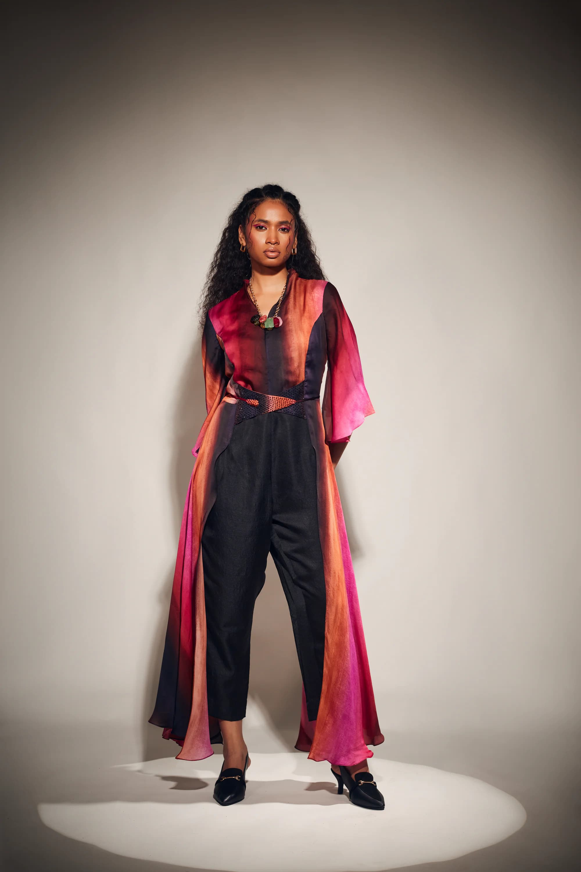 Pink Black Ombre Stroke Print