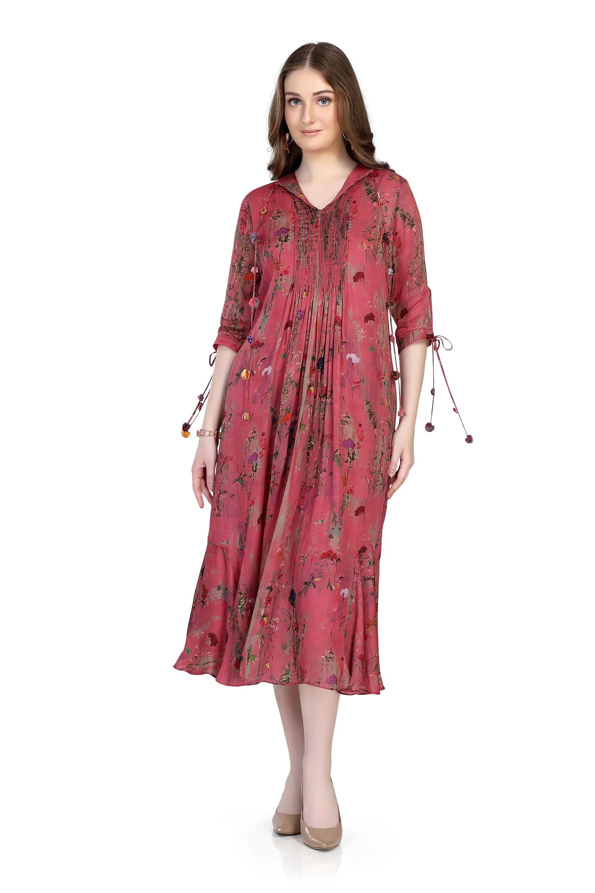 pink floral line print