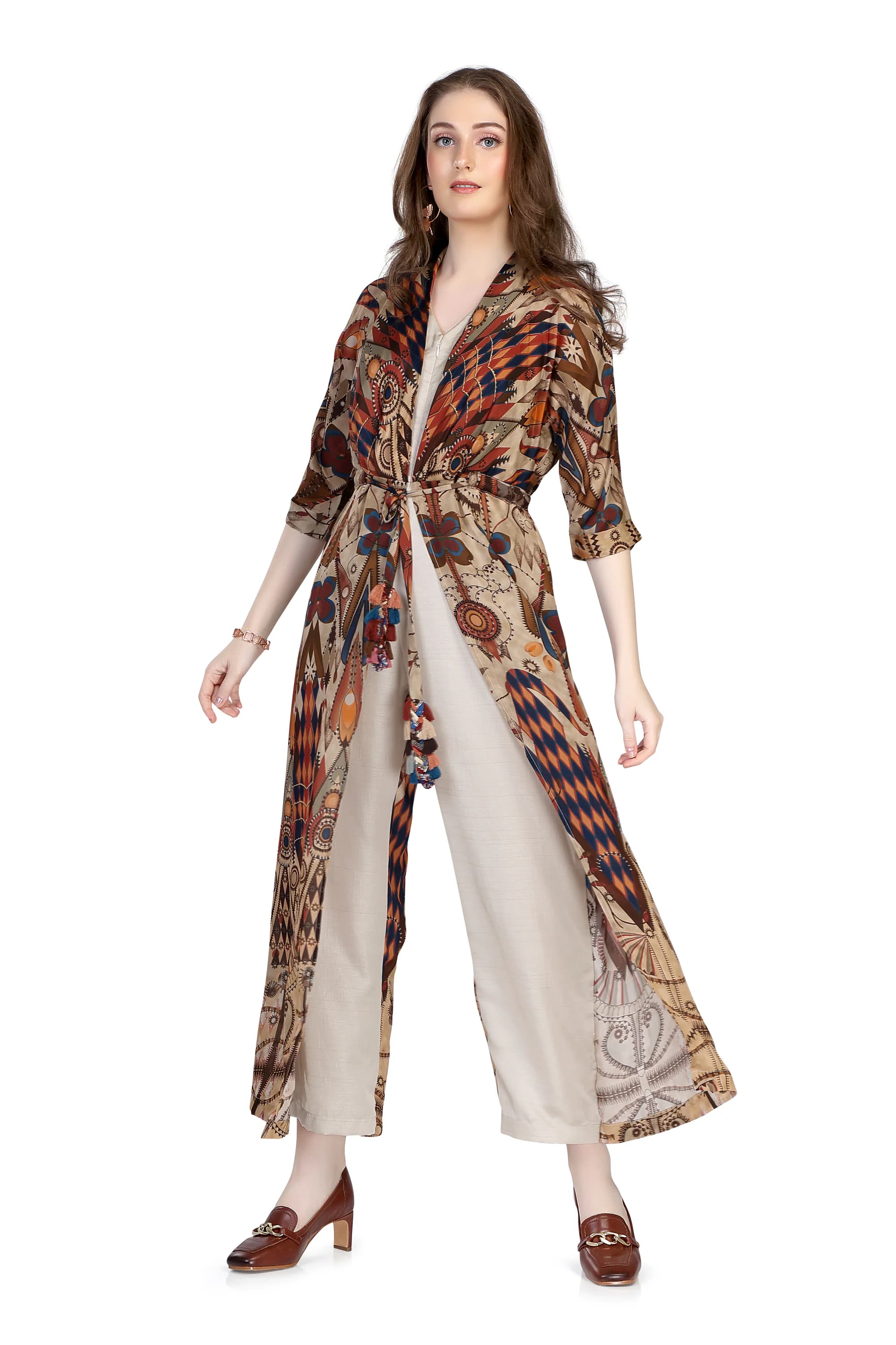 Brown geometric print